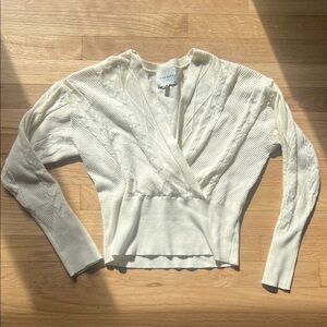 Pink Rose Cream Knit Wrap Top